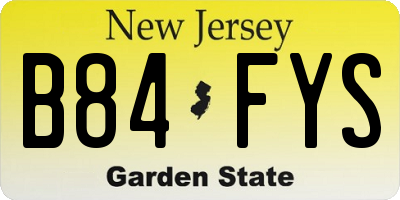 NJ license plate B84FYS