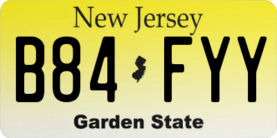 NJ license plate B84FYY