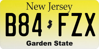 NJ license plate B84FZX