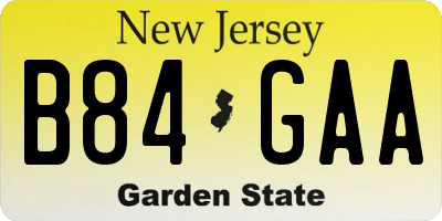 NJ license plate B84GAA