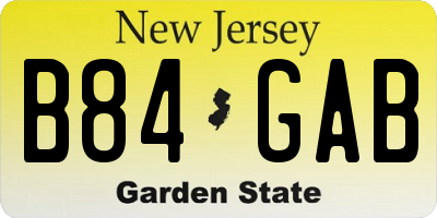NJ license plate B84GAB