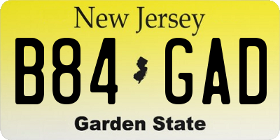 NJ license plate B84GAD