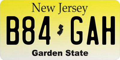 NJ license plate B84GAH