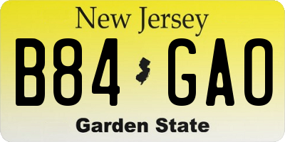 NJ license plate B84GAO
