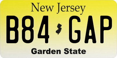 NJ license plate B84GAP