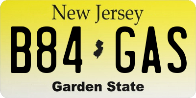 NJ license plate B84GAS