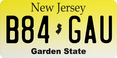 NJ license plate B84GAU