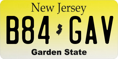 NJ license plate B84GAV