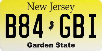NJ license plate B84GBI