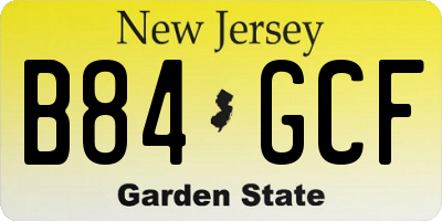 NJ license plate B84GCF
