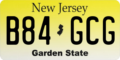NJ license plate B84GCG