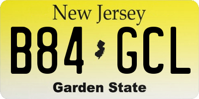 NJ license plate B84GCL