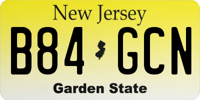 NJ license plate B84GCN