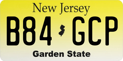 NJ license plate B84GCP