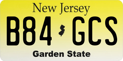 NJ license plate B84GCS