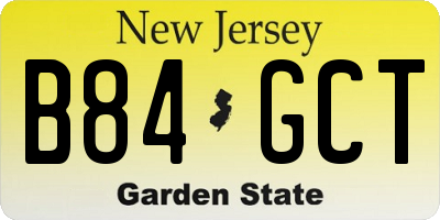 NJ license plate B84GCT
