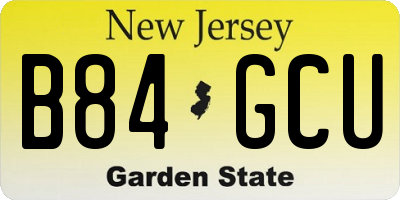 NJ license plate B84GCU