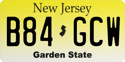 NJ license plate B84GCW