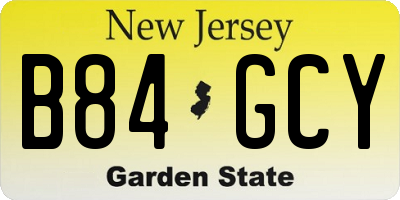 NJ license plate B84GCY