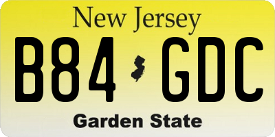 NJ license plate B84GDC