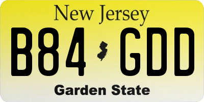 NJ license plate B84GDD