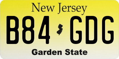 NJ license plate B84GDG