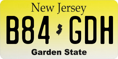 NJ license plate B84GDH