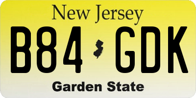 NJ license plate B84GDK
