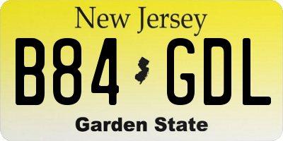 NJ license plate B84GDL