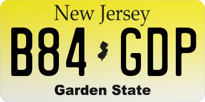 NJ license plate B84GDP