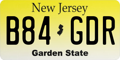 NJ license plate B84GDR