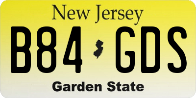 NJ license plate B84GDS