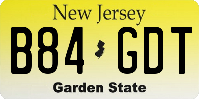 NJ license plate B84GDT