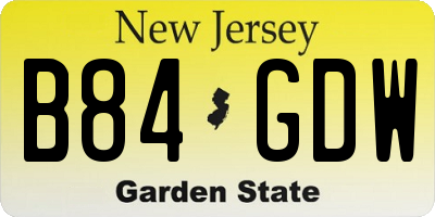 NJ license plate B84GDW
