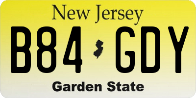 NJ license plate B84GDY