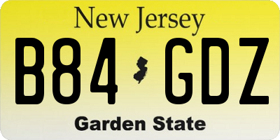 NJ license plate B84GDZ