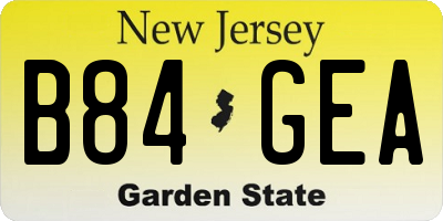 NJ license plate B84GEA
