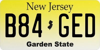 NJ license plate B84GED