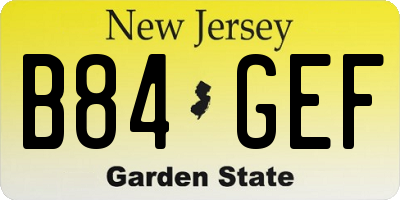 NJ license plate B84GEF