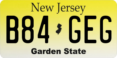 NJ license plate B84GEG