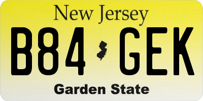 NJ license plate B84GEK