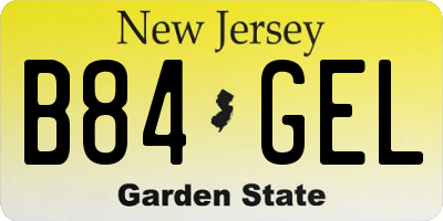 NJ license plate B84GEL