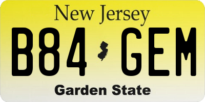 NJ license plate B84GEM