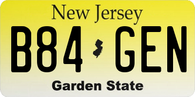 NJ license plate B84GEN