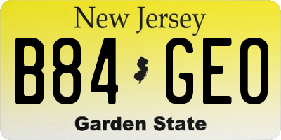 NJ license plate B84GEO