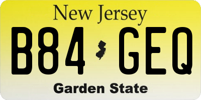 NJ license plate B84GEQ