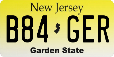 NJ license plate B84GER