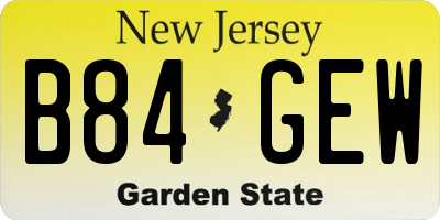 NJ license plate B84GEW