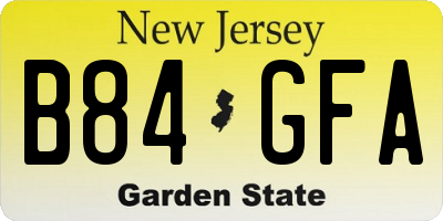 NJ license plate B84GFA