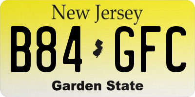 NJ license plate B84GFC